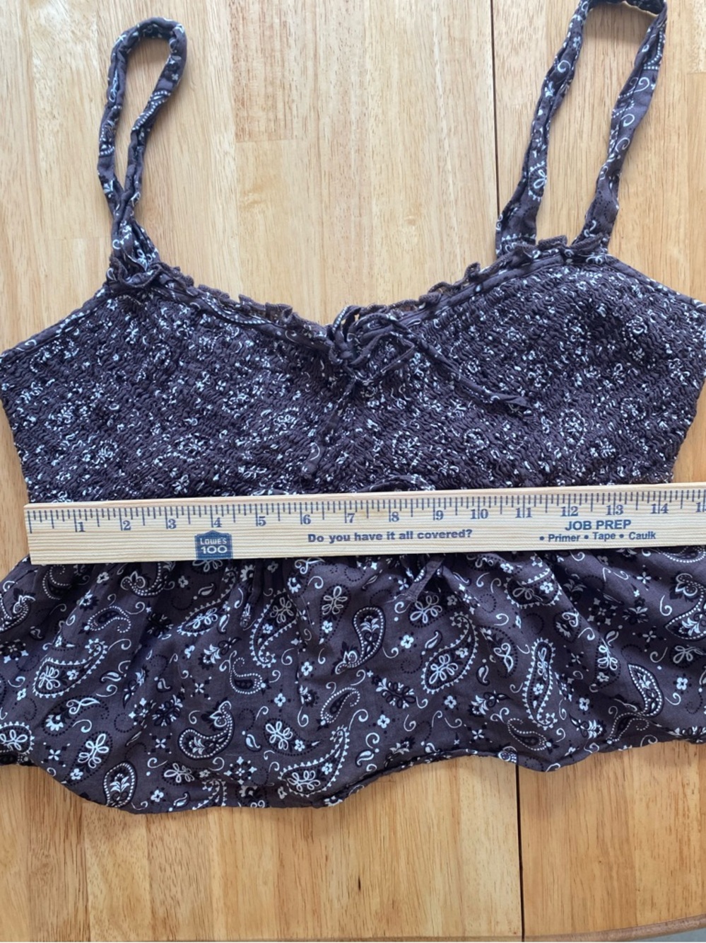 American Eagle Brown Paisley Cropped Babydoll Cami Tank Cowgirl 🤠 Size M - Picture 4 of 7
